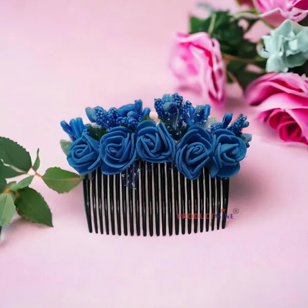 Blue_Hair_Comb_Pin_Floral_For_Women_And_Girls_Hair