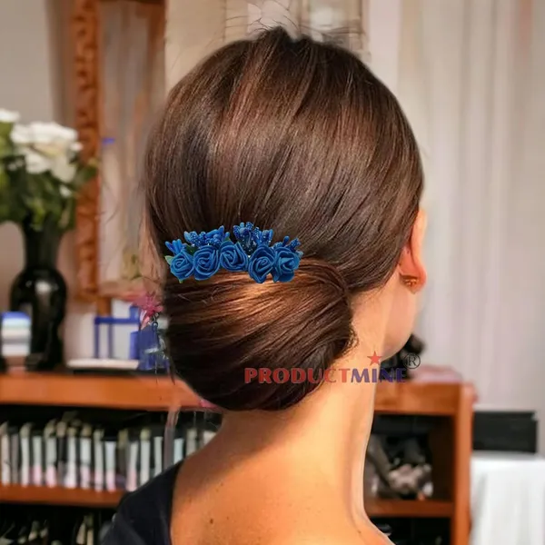 Blue_Hair_Comb_Pin_Floral_For_Women_And_Girls_Hair