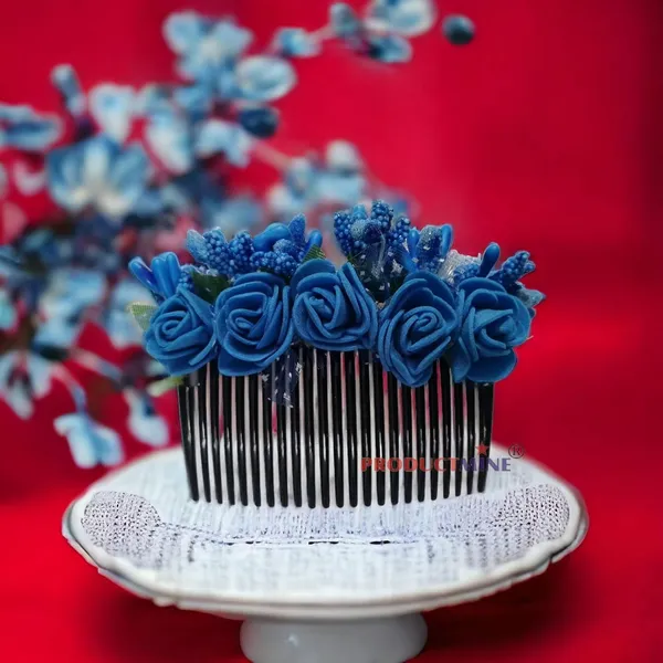 Blue_Hair_Comb_Pin_Floral_For_Women_And_Girls_Hair