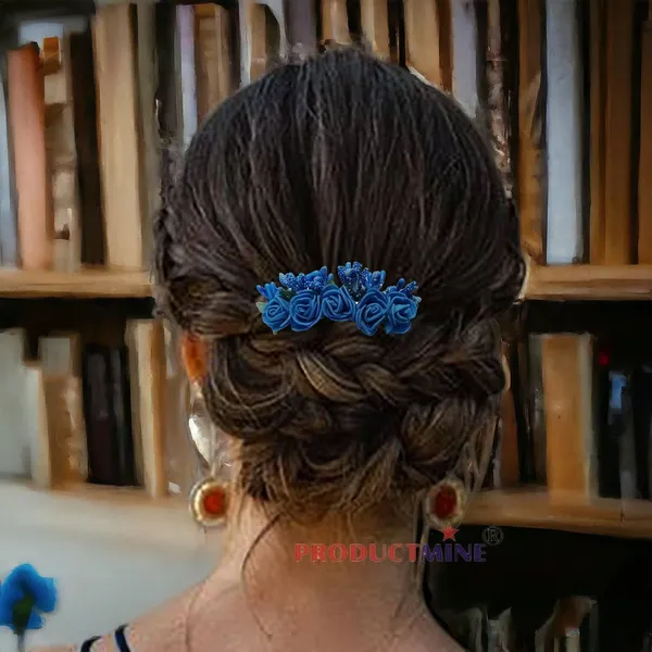 Blue_Hair_Comb_Pin_Floral_For_Women_And_Girls_Hair