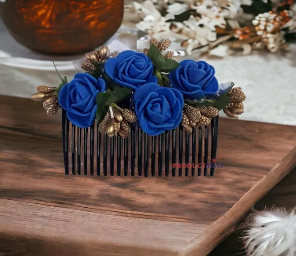 Blue_Floral_Hair_Comb_Hair_Accessories_For_Women_And_Girls_Hair