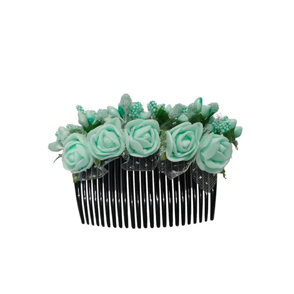 Aqua_Green_Floral_Hair_Comb_Hair_Accessories_Hair_Pin_For_Women_And_Girls_Hair