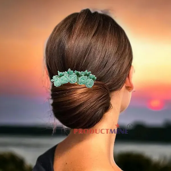 Aqua_Green_Floral_Hair_Comb_Hair_Accessories_Hair_Pin_For_Women_And_Girls_Hair
