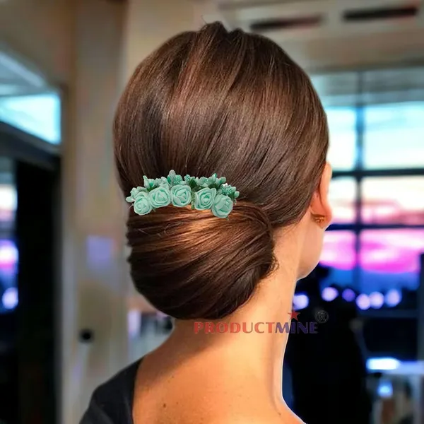 Aqua_Green_Floral_Hair_Comb_Hair_Accessories_Hair_Pin_For_Women_And_Girls_Hair