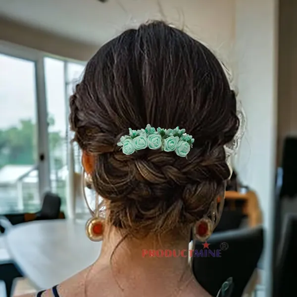 Aqua_Green_Floral_Hair_Comb_Hair_Accessories_Hair_Pin_For_Women_And_Girls_Hair