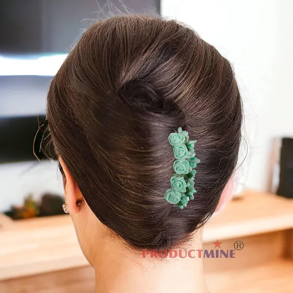 Aqua_Green_Floral_Hair_Comb_Hair_Accessories_Hair_Pin_For_Women_And_Girls_Hair