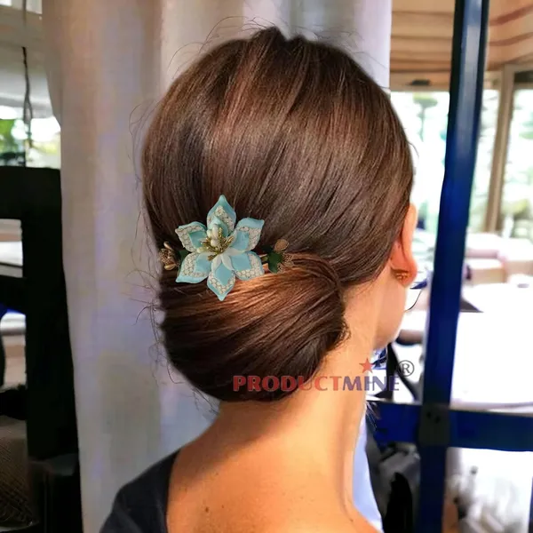 Cyan_Floral_Hair_Comb_Pin_Floral_For_Women_And_Girls_Hair
