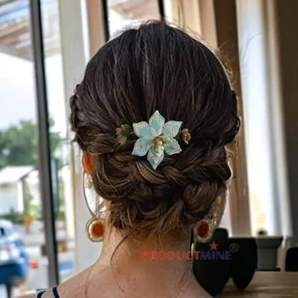 Cyan_Floral_Hair_Comb_Pin_Floral_For_Women_And_Girls_Hair