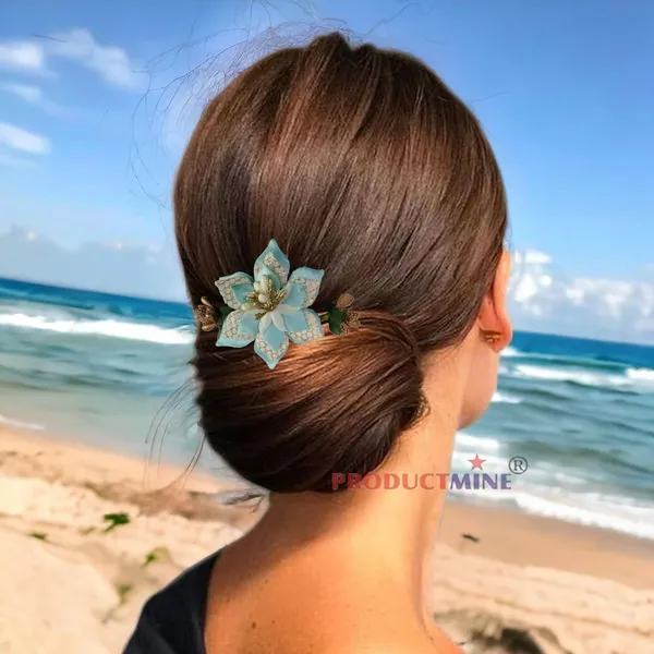 Cyan_Floral_Hair_Comb_Pin_Floral_For_Women_And_Girls_Hair