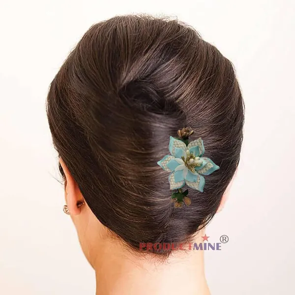 Cyan_Floral_Hair_Comb_Pin_Floral_For_Women_And_Girls_Hair