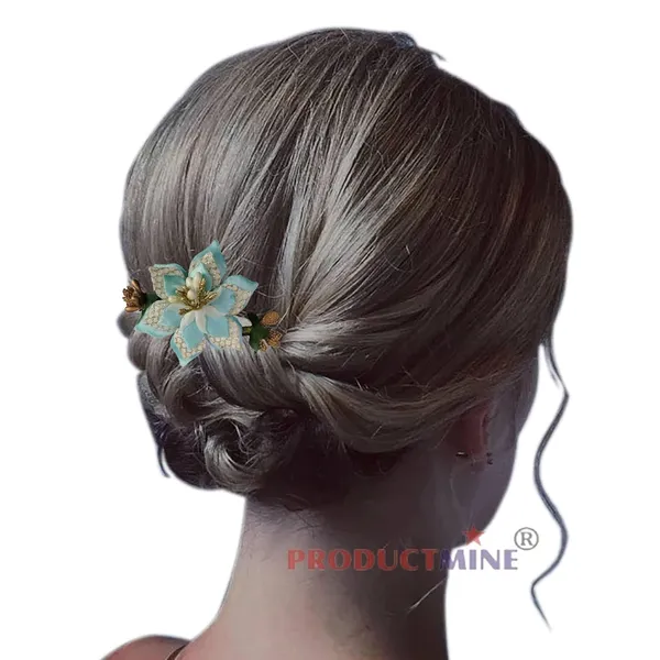 Cyan_Floral_Hair_Comb_Pin_Floral_For_Women_And_Girls_Hair