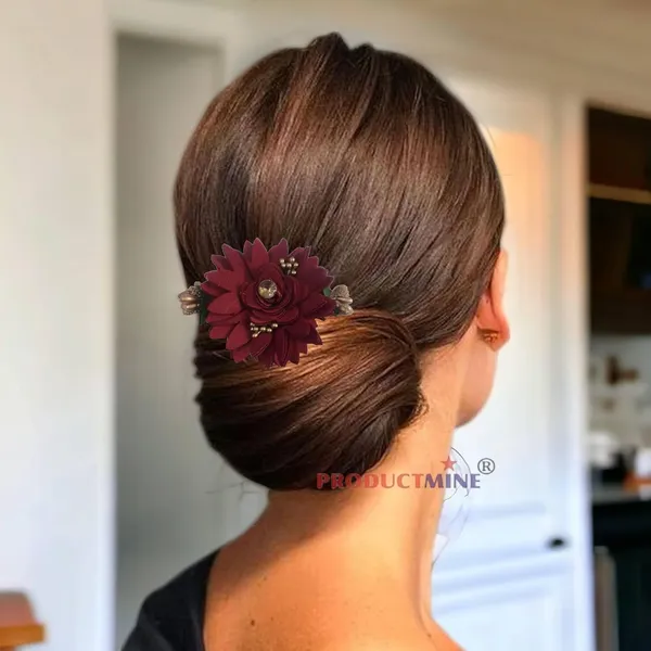 Maroon_Floral_Hair_Comb_Pin_Floral_For_Women_And_Girls_Hair