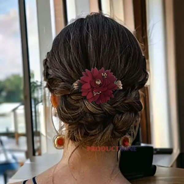 Maroon_Floral_Hair_Comb_Pin_Floral_For_Women_And_Girls_Hair