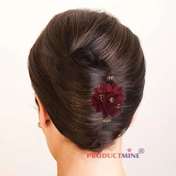 Maroon_Floral_Hair_Comb_Pin_Floral_For_Women_And_Girls_Hair