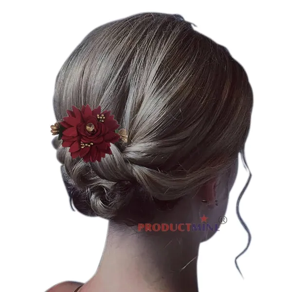 Maroon_Floral_Hair_Comb_Pin_Floral_For_Women_And_Girls_Hair