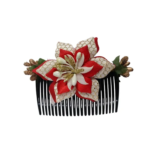 Red_Floral_Hair_Comb_Pin_Floral_For_Women_And_Girls_Hair