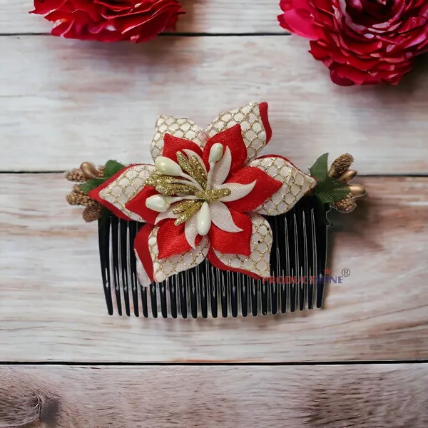 Red_Floral_Hair_Comb_Pin_Floral_For_Women_And_Girls_Hair