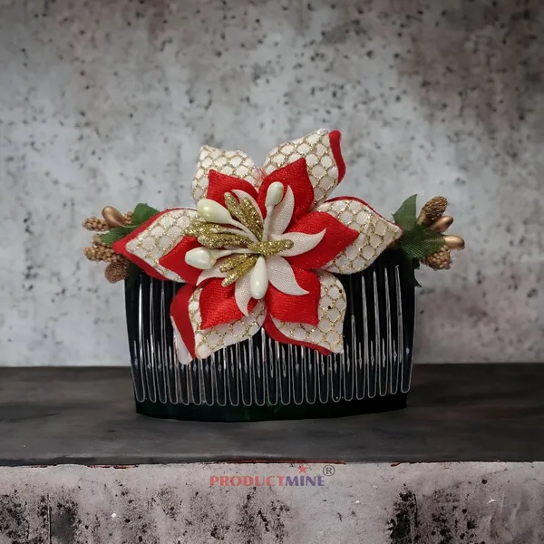 Red_Floral_Hair_Comb_Pin_Floral_For_Women_And_Girls_Hair