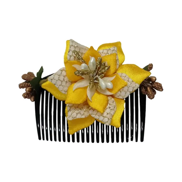 Yellow_Floral_Hair_Comb_Pin_Floral_For_Women_And_Girls_Hair