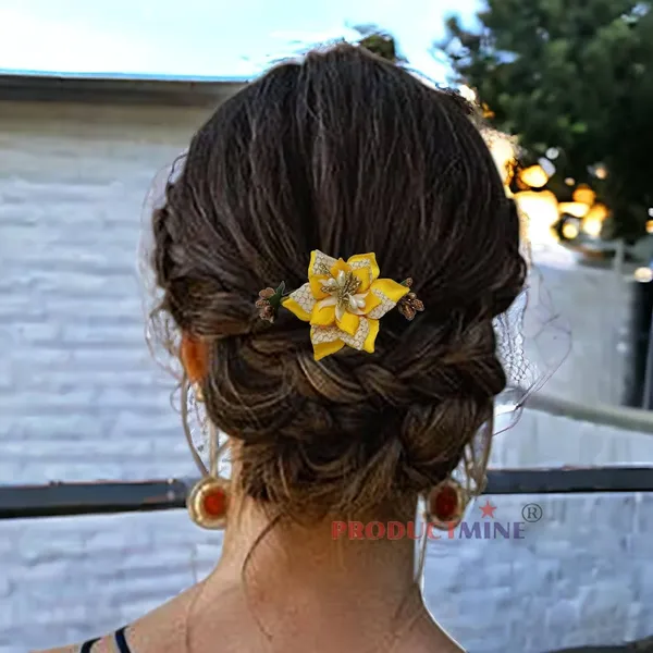 Yellow_Floral_Hair_Comb_Pin_Floral_For_Women_And_Girls_Hair