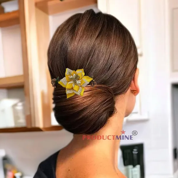 Yellow_Floral_Hair_Comb_Pin_Floral_For_Women_And_Girls_Hair