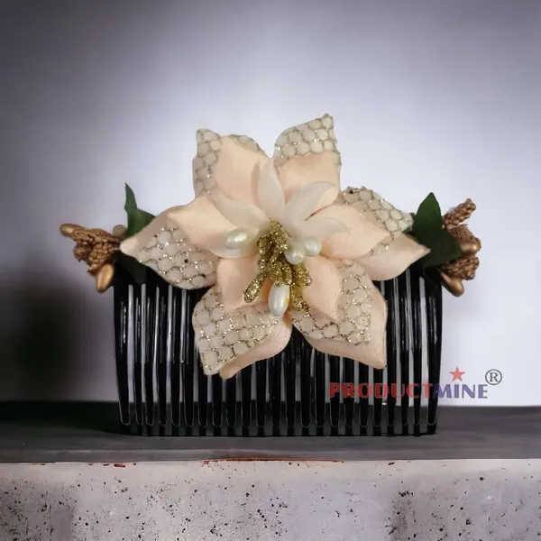 Peach_Floral_Hair_Comb_Pin_Floral_For_Women_And_Girls_Hair