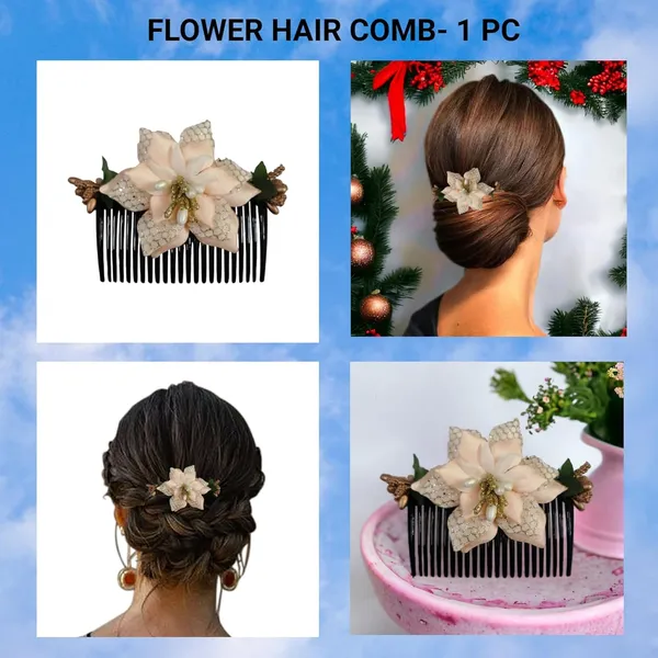 Peach_Floral_Hair_Comb_Pin_Floral_For_Women_And_Girls_Hair