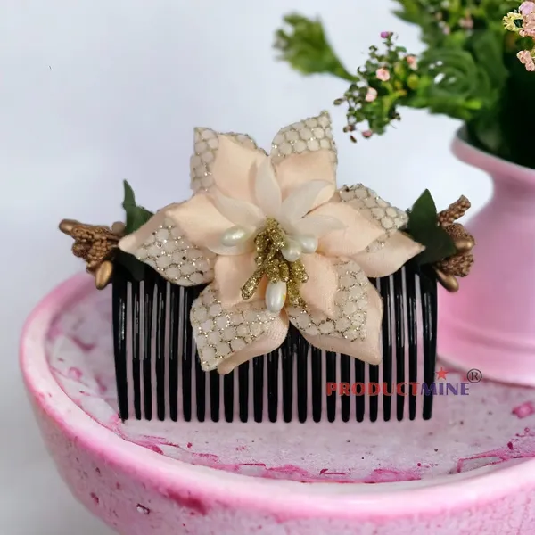 Peach_Floral_Hair_Comb_Pin_Floral_For_Women_And_Girls_Hair
