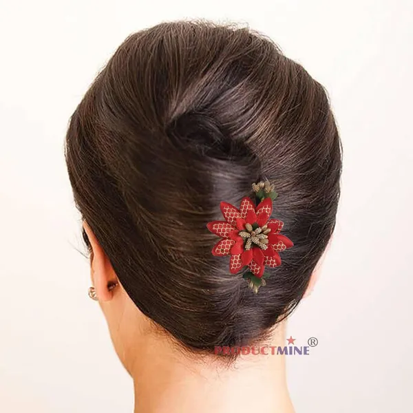 Red_Floral_Hair_Comb_Hair_Accessories_Pin_For_Women_And_Girls_Hair