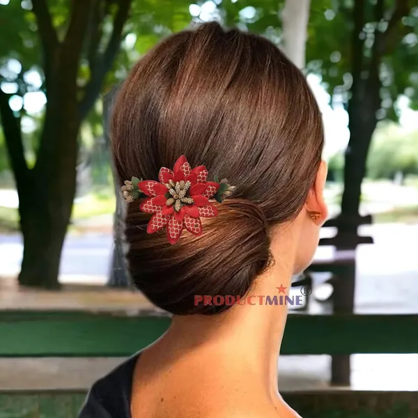 Red_Floral_Hair_Comb_Hair_Accessories_Pin_For_Women_And_Girls_Hair