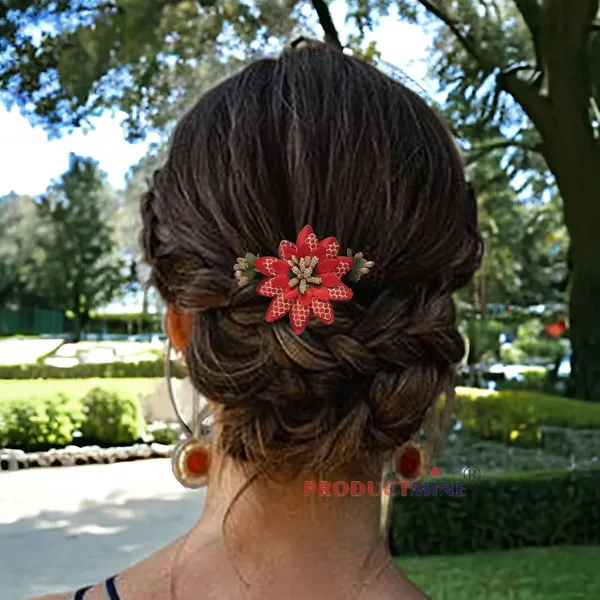 Red_Floral_Hair_Comb_Hair_Accessories_Pin_For_Women_And_Girls_Hair