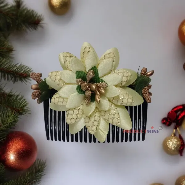 Yellow_Floral_Hair_Comb_Pin_Floral_For_Women_And_Girls_Hair