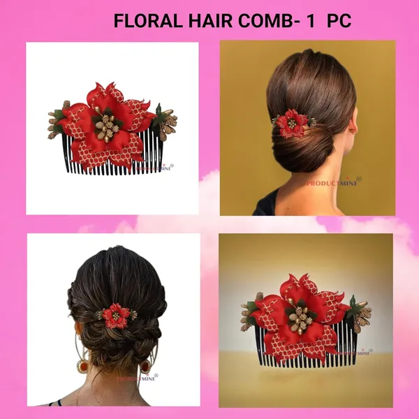 Red_Floral_Hair_Comb_Accessories_For_Women_And_Girls_Hair