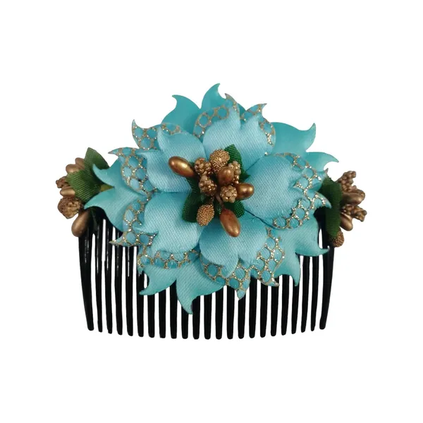 Cyan_Hair_Comb_Hair_Accessories_Pin_Floral_For_Women_And_Girls_Hair