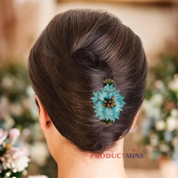 Cyan_Hair_Comb_Hair_Accessories_Pin_Floral_For_Women_And_Girls_Hair