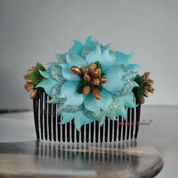 Cyan_Hair_Comb_Hair_Accessories_Pin_Floral_For_Women_And_Girls_Hair