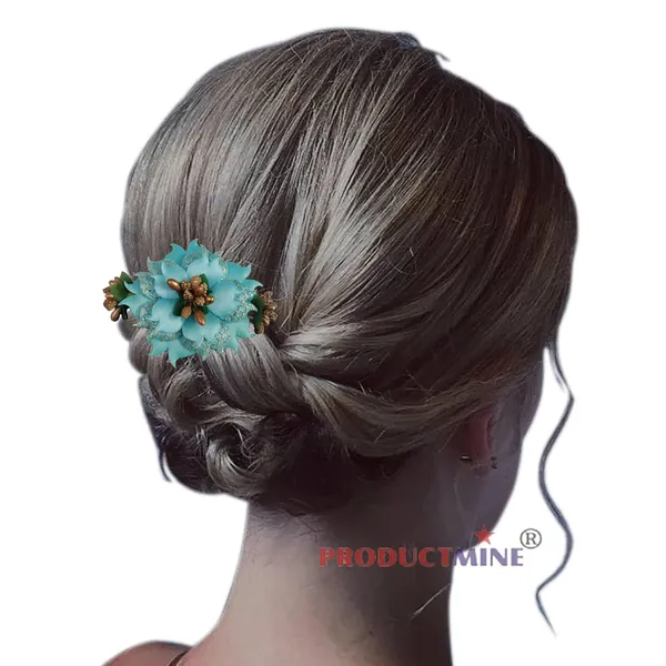 Cyan_Hair_Comb_Hair_Accessories_Pin_Floral_For_Women_And_Girls_Hair