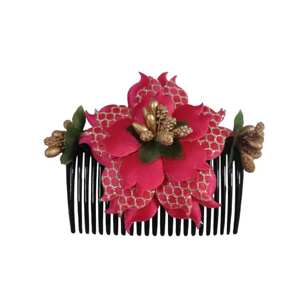 Magenta_Floral_Hair_Comb_Pin_Floral_For_Women_And_Girls_Hair