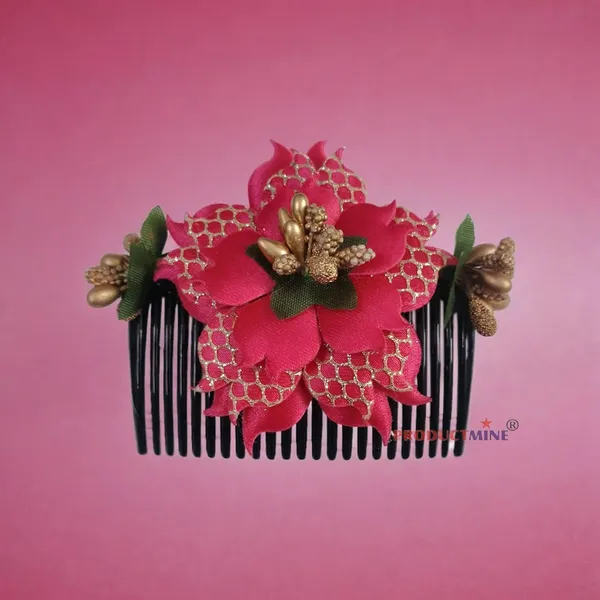 Magenta_Floral_Hair_Comb_Pin_Floral_For_Women_And_Girls_Hair