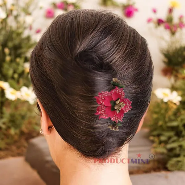 Magenta_Floral_Hair_Comb_Pin_Floral_For_Women_And_Girls_Hair