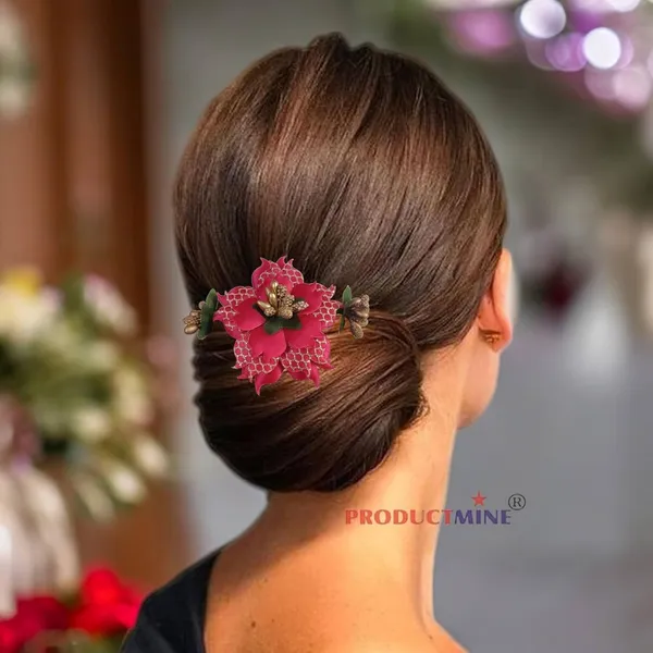 Magenta_Floral_Hair_Comb_Pin_Floral_For_Women_And_Girls_Hair