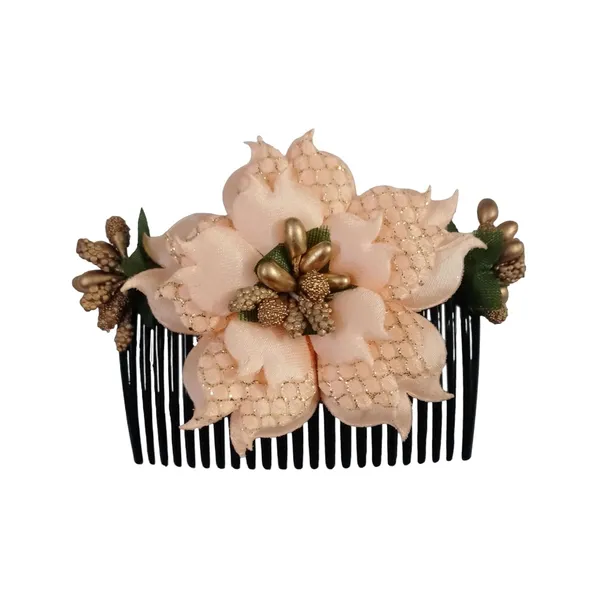 Peach_Floral_Hair_Comb_Hair_Accessories_Pin_For_Women_And_Girls_Hair
