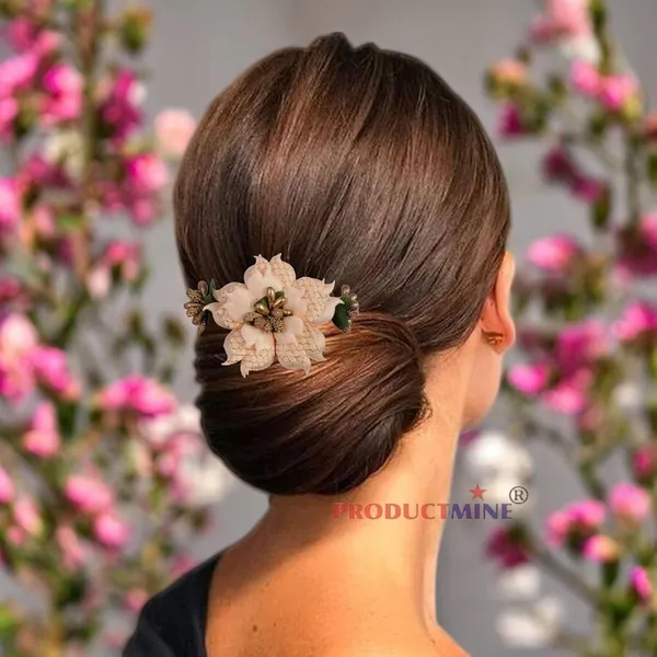 Peach_Floral_Hair_Comb_Hair_Accessories_Pin_For_Women_And_Girls_Hair