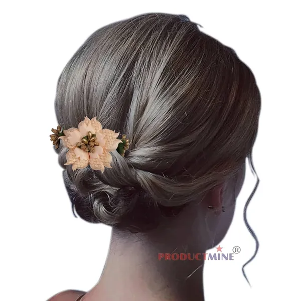 Peach_Floral_Hair_Comb_Hair_Accessories_Pin_For_Women_And_Girls_Hair