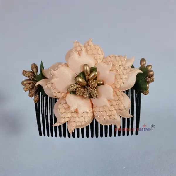 Peach_Floral_Hair_Comb_Hair_Accessories_Pin_For_Women_And_Girls_Hair