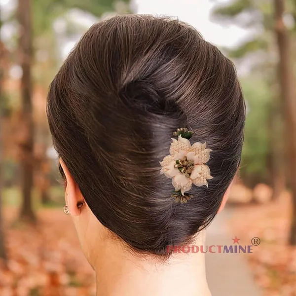 Peach_Floral_Hair_Comb_Hair_Accessories_Pin_For_Women_And_Girls_Hair