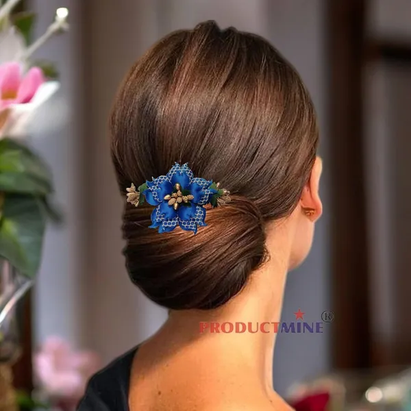 Blue_Floral_Hair_Comb_Pin_Floral_For_Women_And_Girls_Hair