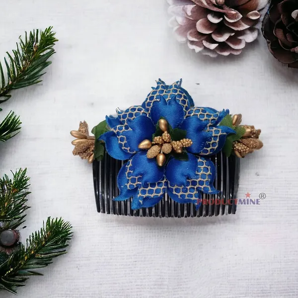 Blue_Floral_Hair_Comb_Pin_Floral_For_Women_And_Girls_Hair