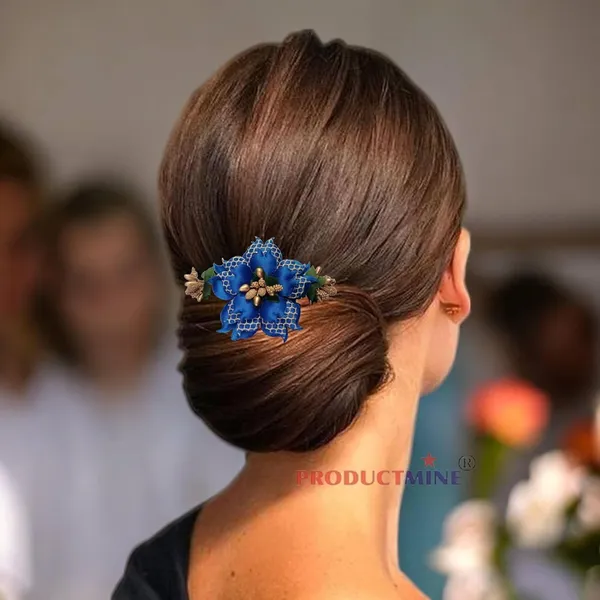 Blue_Floral_Hair_Comb_Pin_Floral_For_Women_And_Girls_Hair