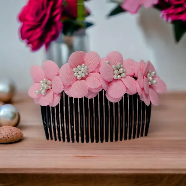 Pink_Floral_Hair_Comb_Pin_Floral_For_Women_And_Girls_Hair